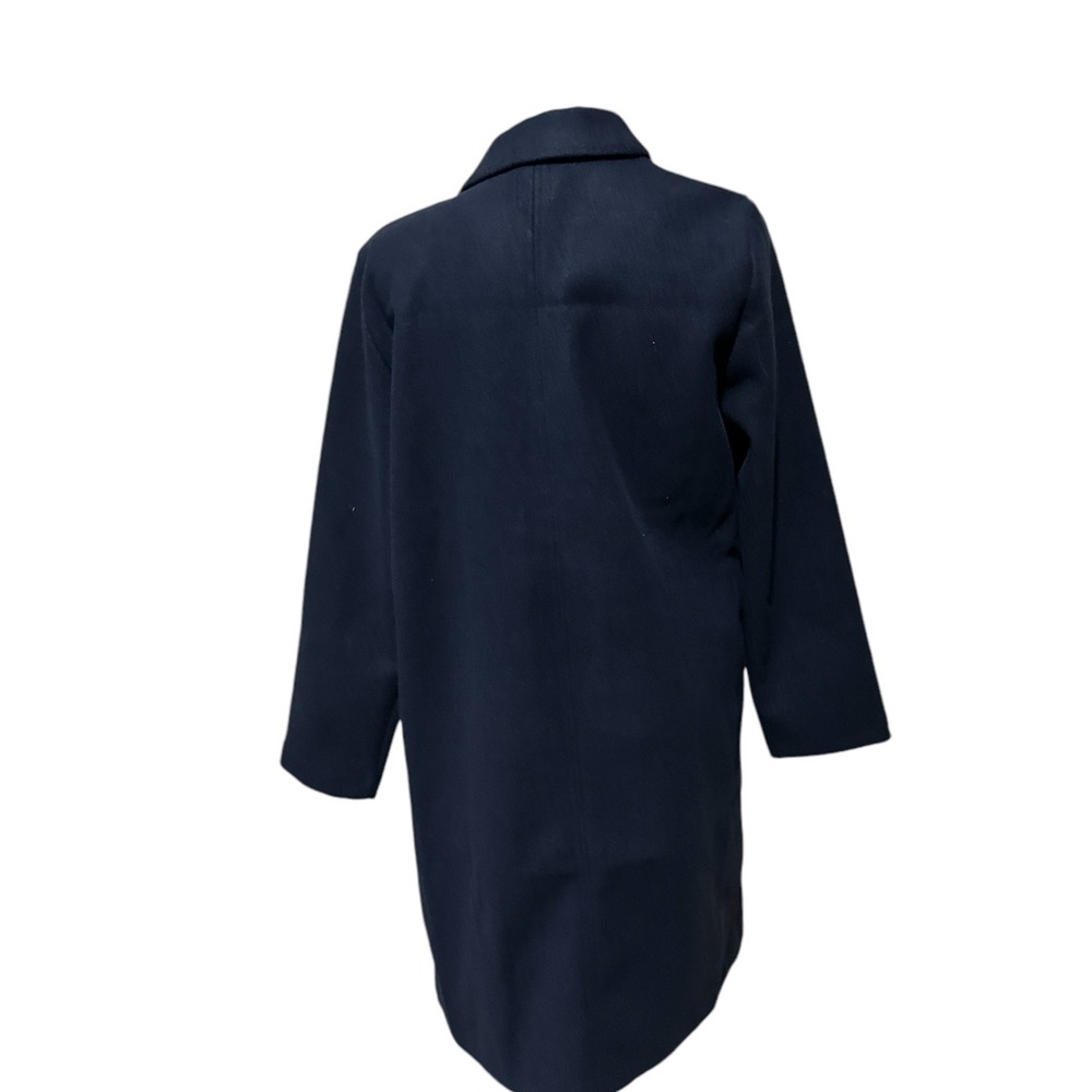 NWOT Zara Lapel Collar Felt Texture Long Open Front Coat NAVY - Picture 6 of 6